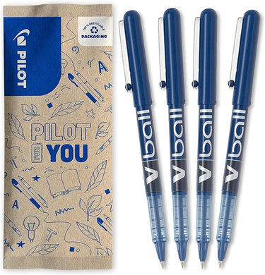 PILOT – 4 unidades - Bolígrafo Roller tinta líquida V-Ball 05 - punto Fino - azul